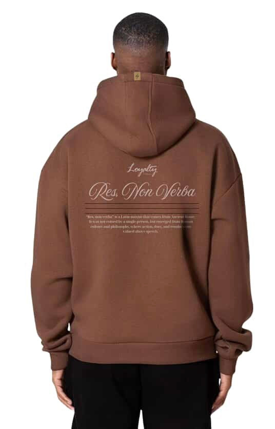 Res, non verba | Brown Hoodie | Loyalty Athens