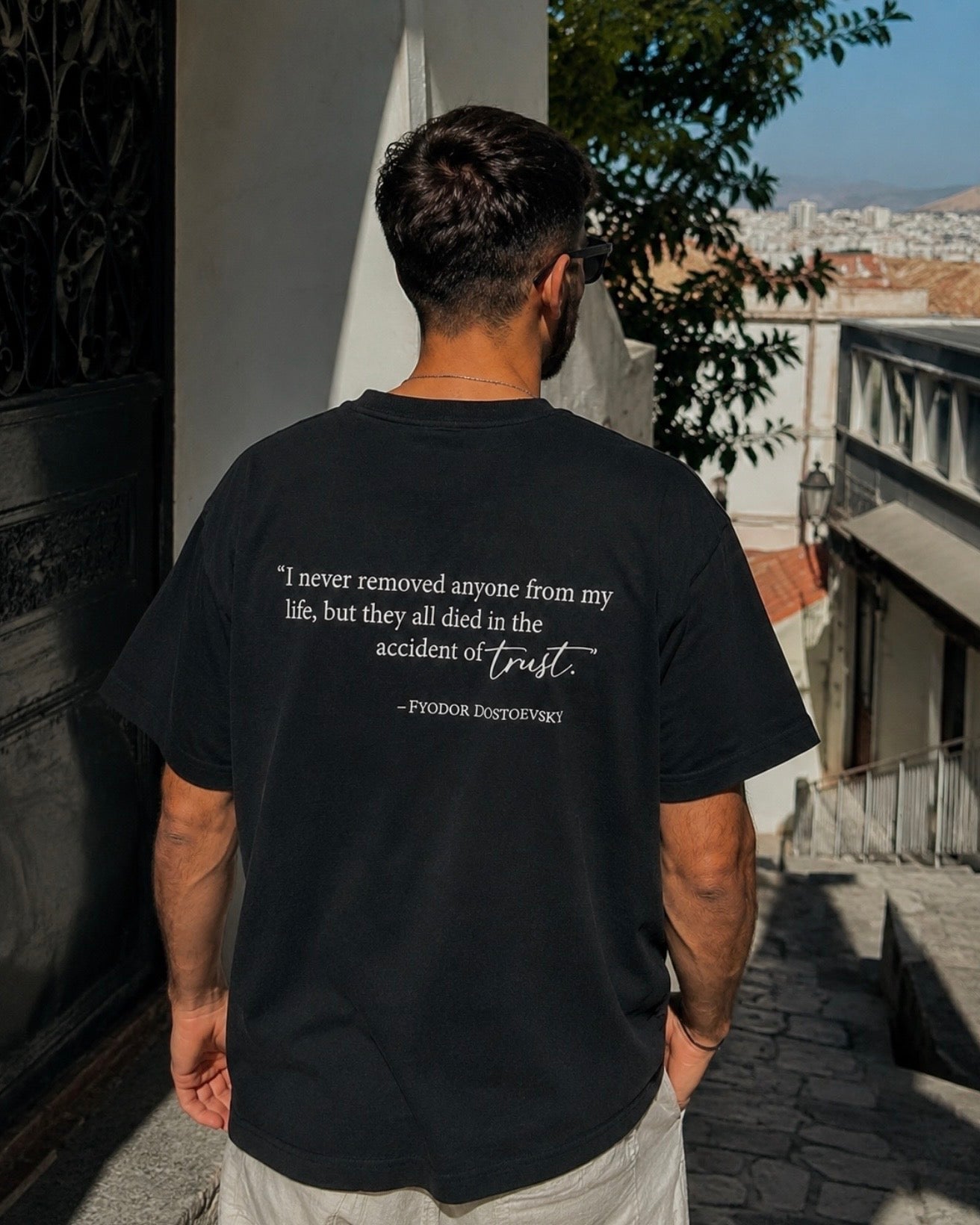 Black Heavy Luxury T-Shirt | Dostoevsky Quote