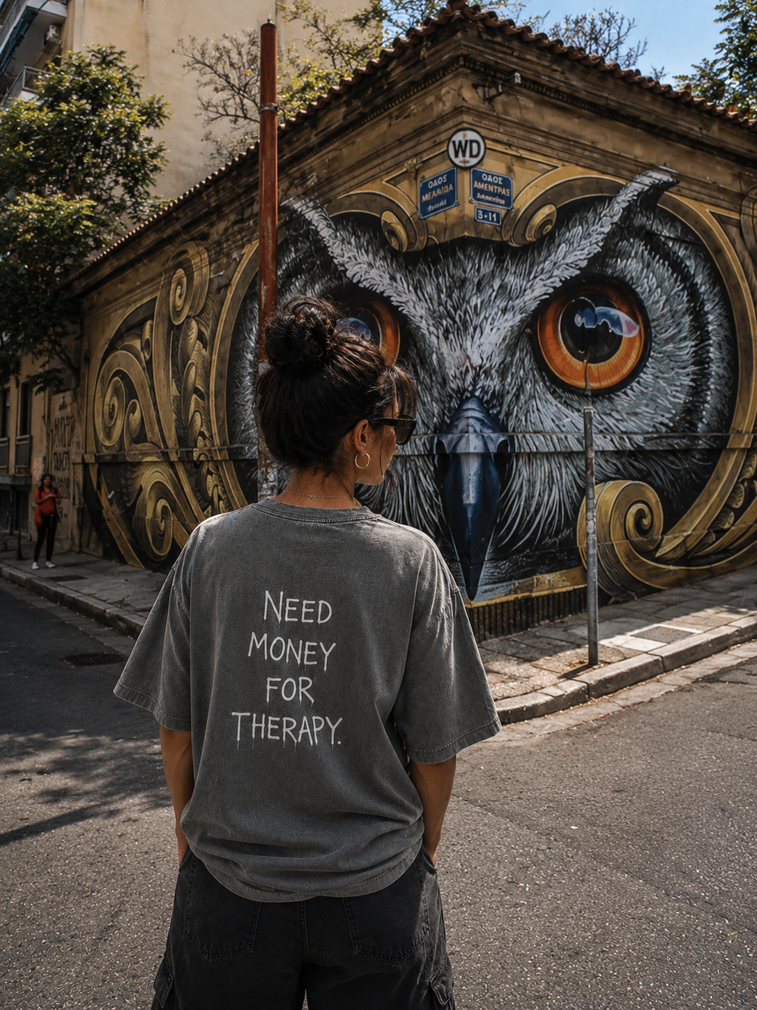 Grey Stone Washed T-Shirt | Need Money For Therapy