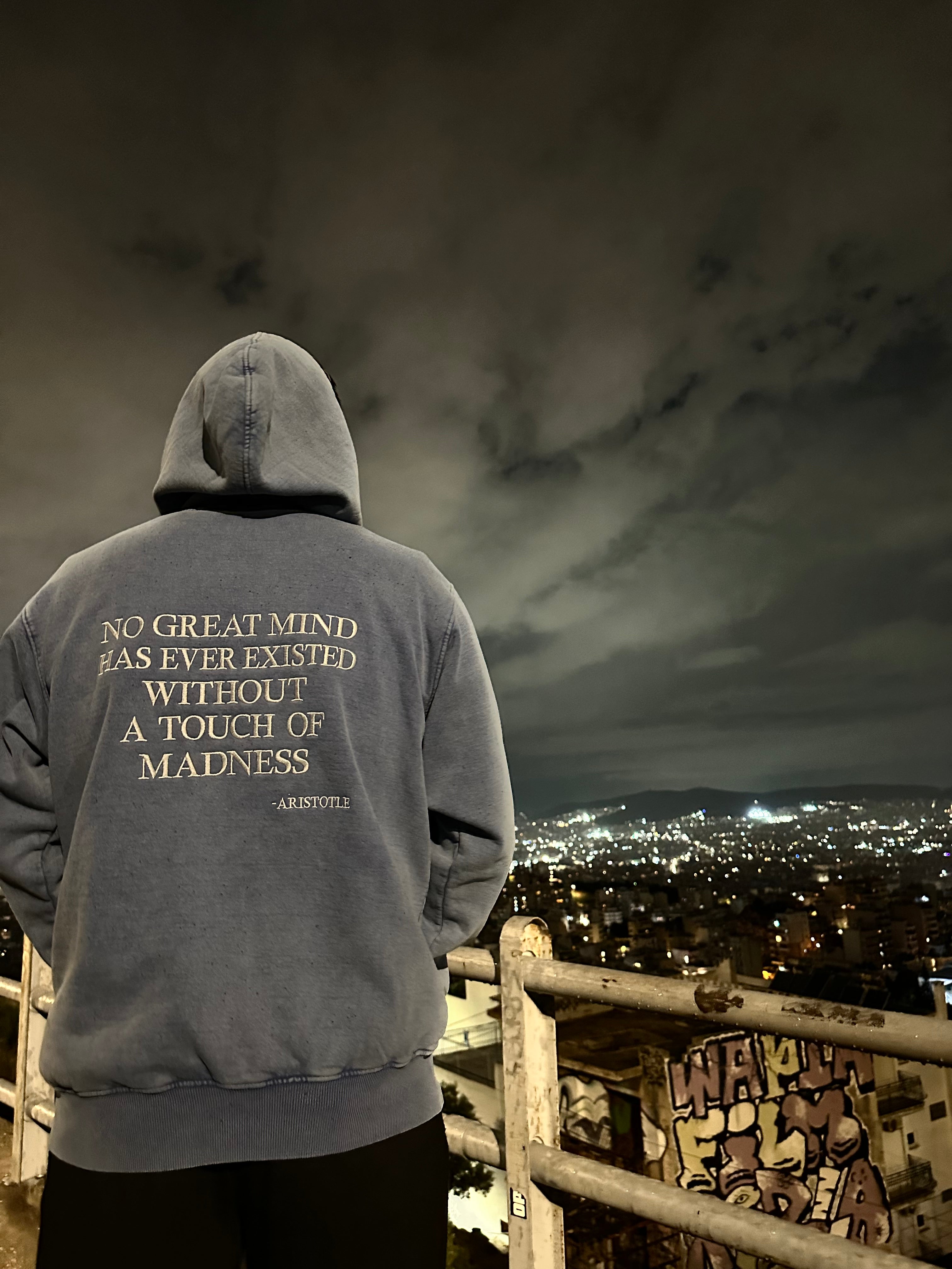 Denim Hoodie – Aristotle Quote