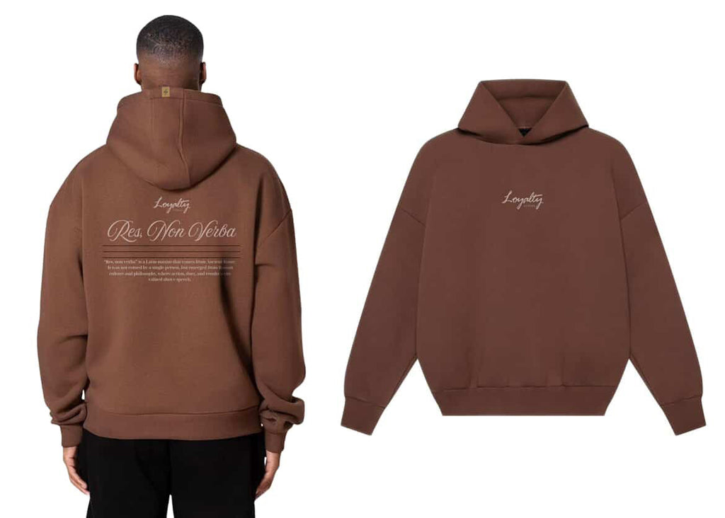 Res, non verba | Brown Hoodie | Loyalty Athens
