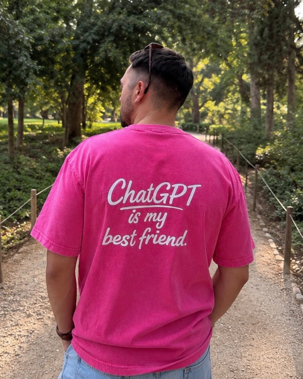Fuchsia Stone Washed T-Shirt | ChatGPT
