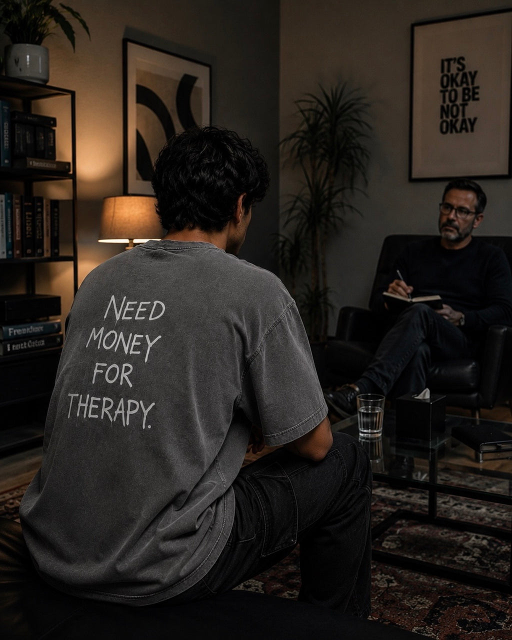 Grey Stone Washed T-Shirt | Need Money For Therapy