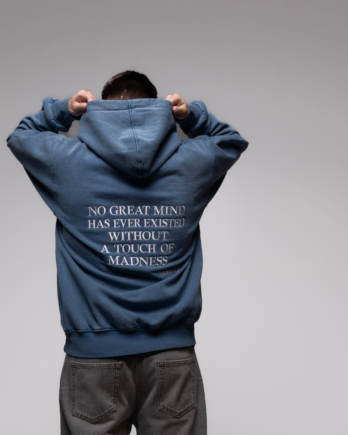 Denim Hoodie | Aristotle Quote
