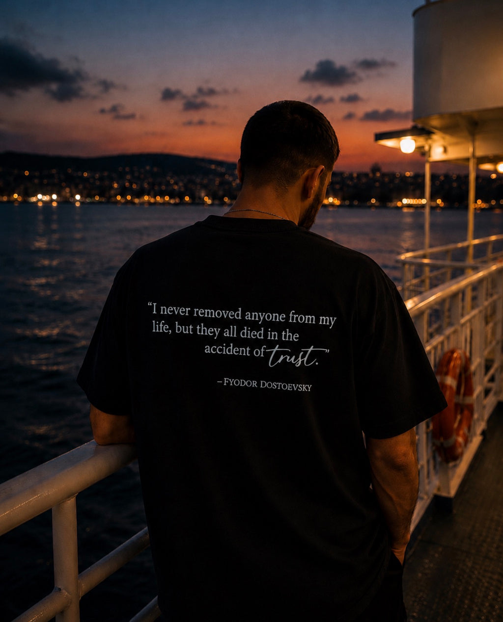 Black Heavy Luxury T-Shirt | Dostoevsky Quote
