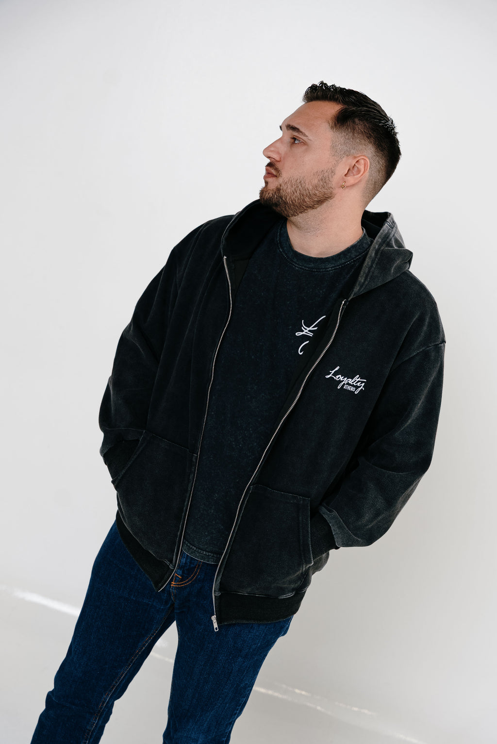 Washed Zip Hoodie – Black | Loyalty Athens