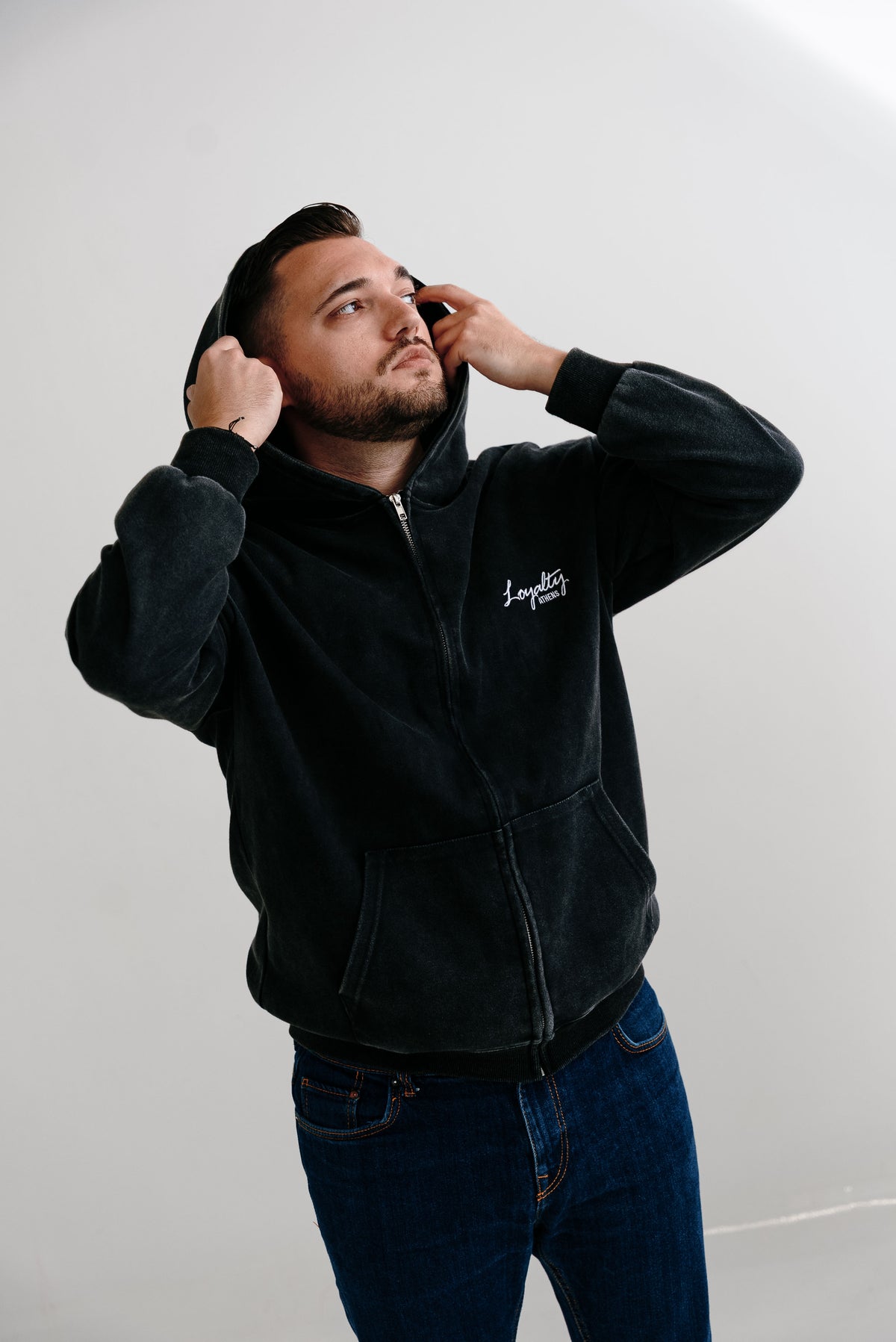 Washed Zip Hoodie – Black | Loyalty Athens