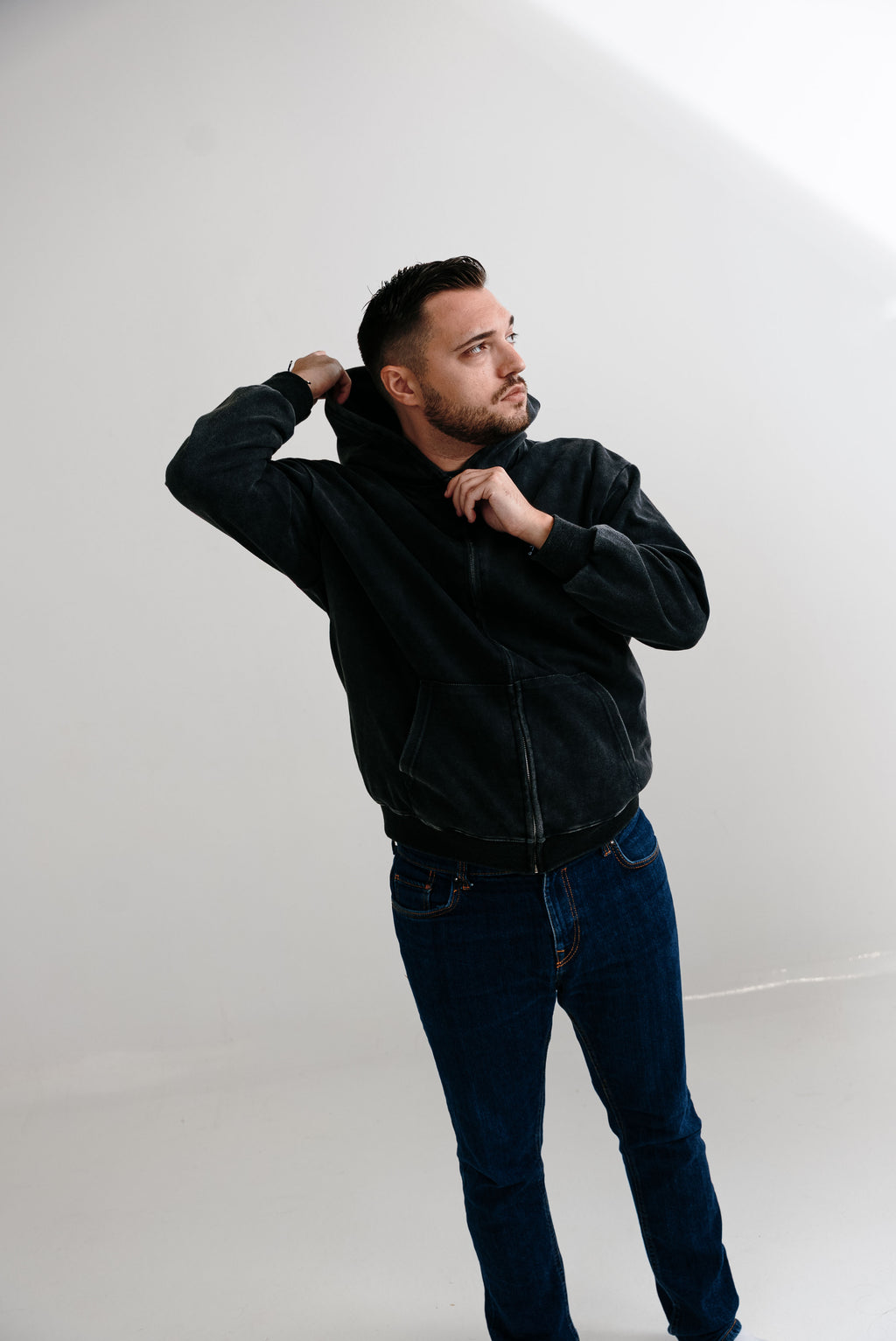 Washed Zip Hoodie – Black | Loyalty Athens