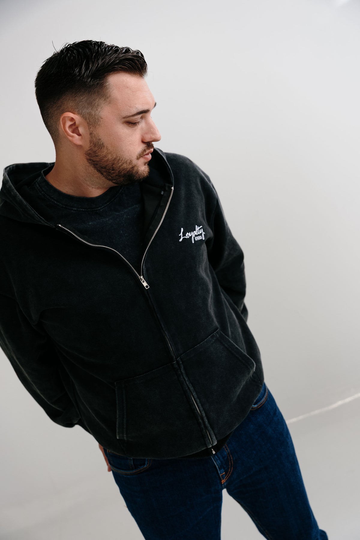 Washed Zip Hoodie – Black | Loyalty Athens