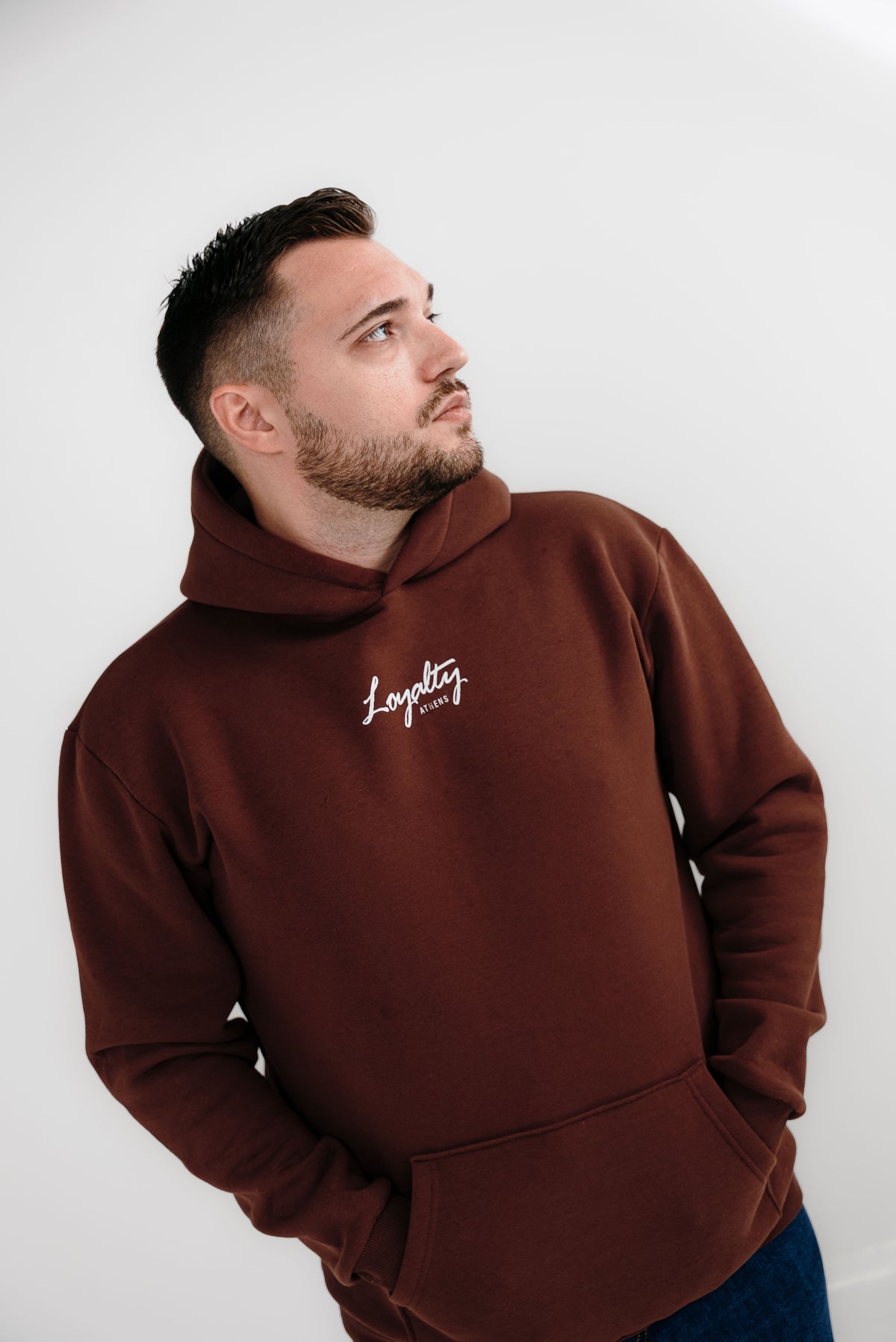 Res, non verba | Brown Hoodie | Loyalty Athens