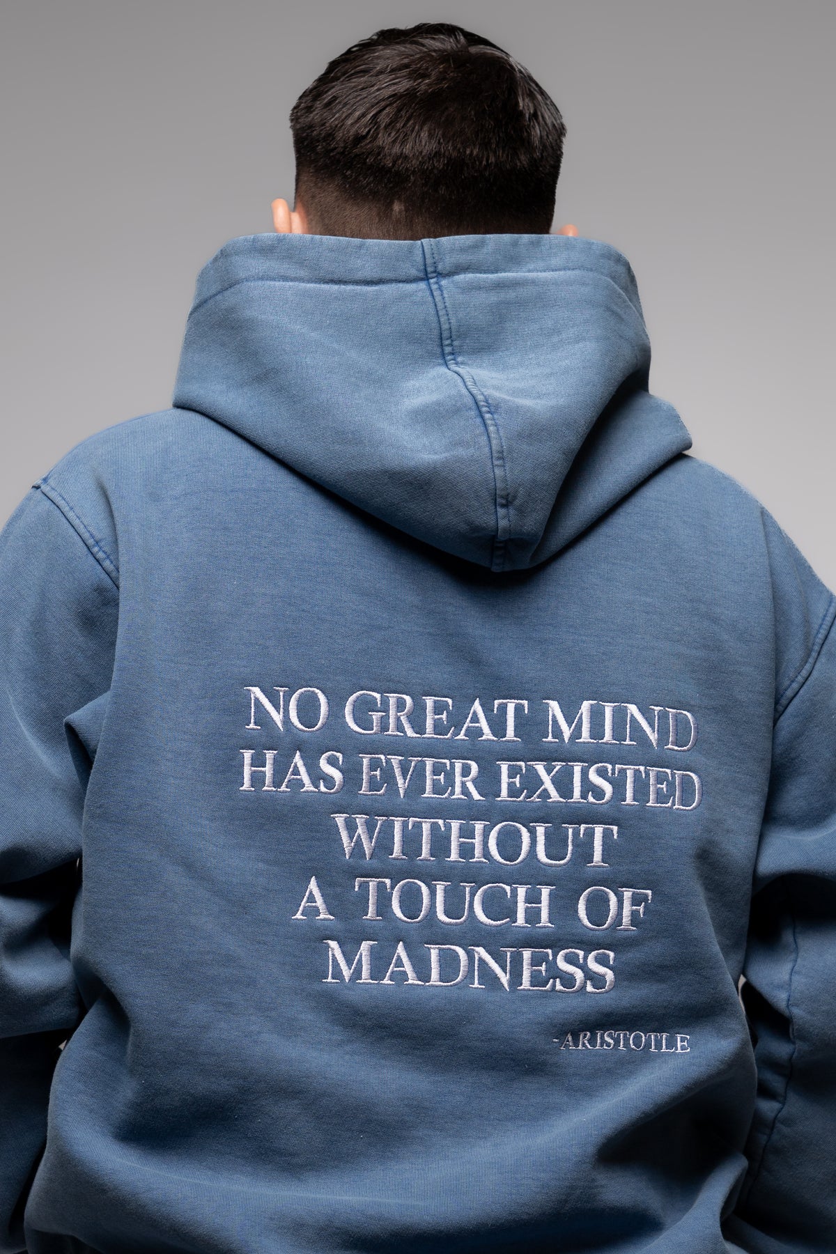 Denim Hoodie | Aristotle Quote