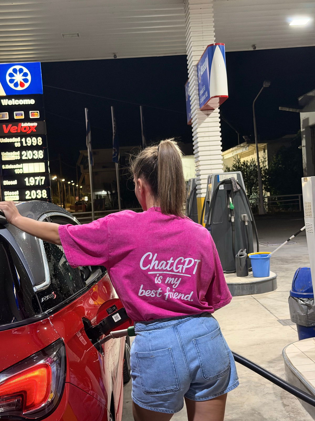 Fuchsia Stone Washed T-Shirt | ChatGPT