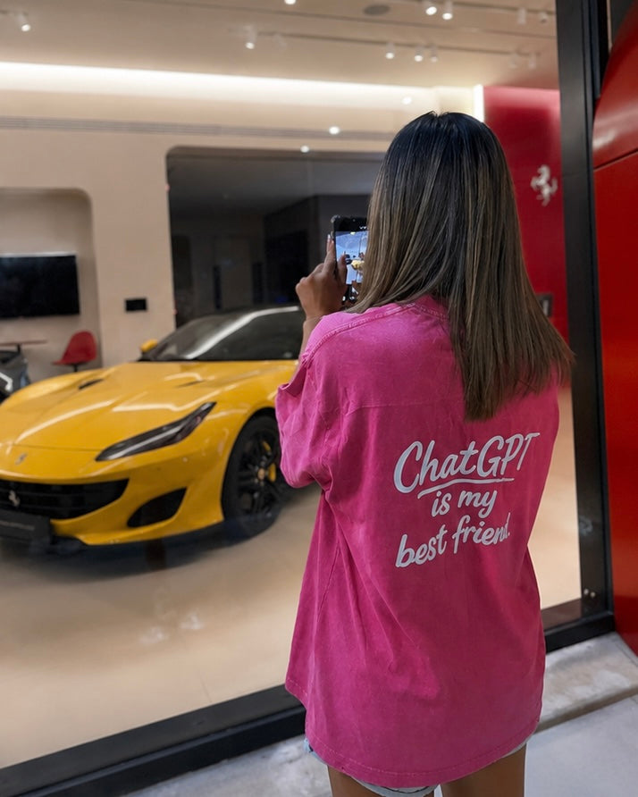 Fuchsia Stone Washed T-Shirt | ChatGPT