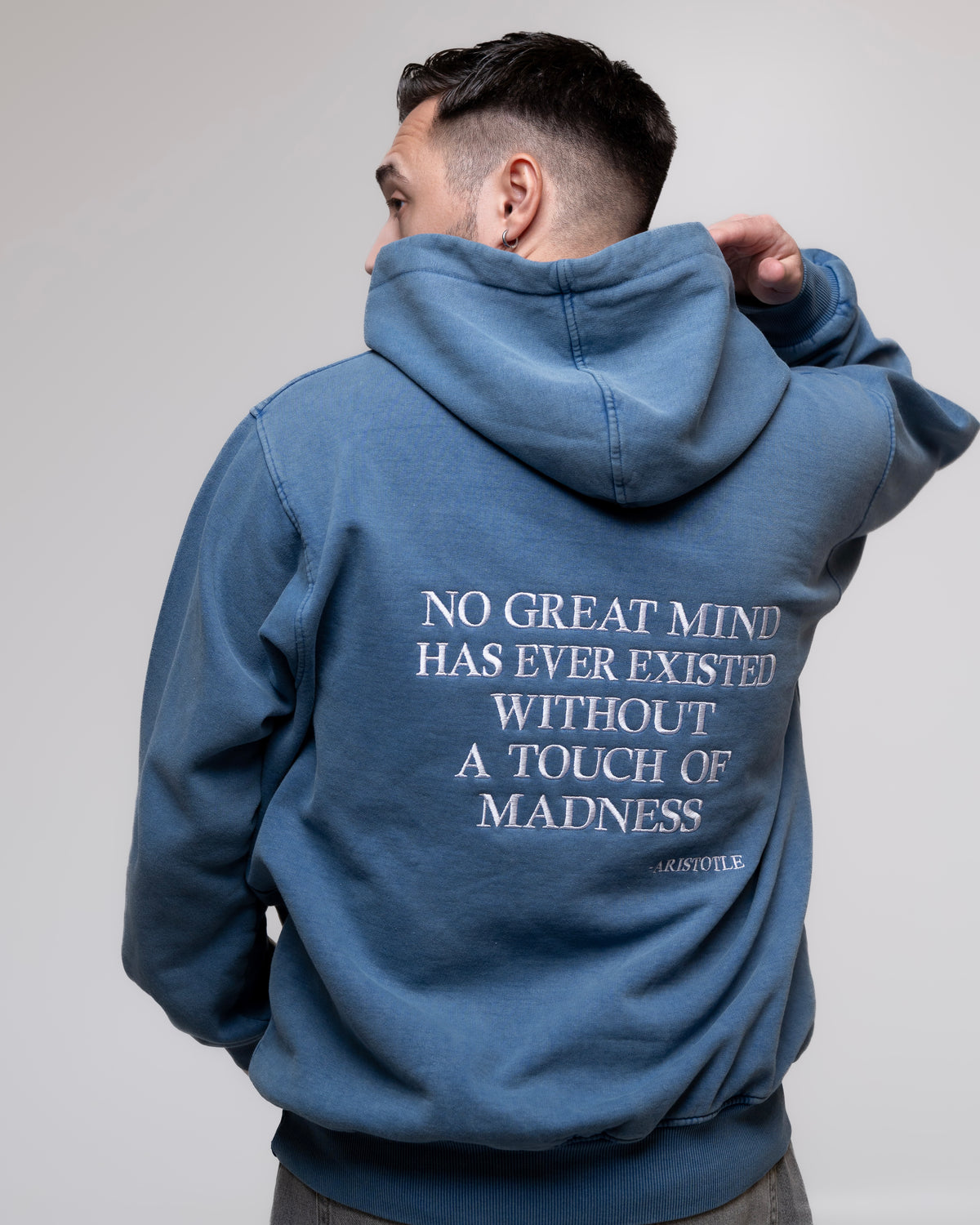 Denim Hoodie | Aristotle Quote