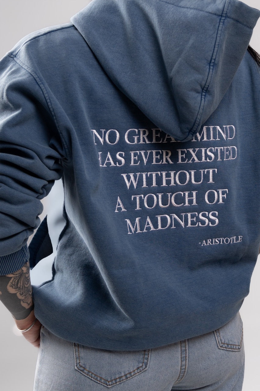 Denim Hoodie – Aristotle Quote