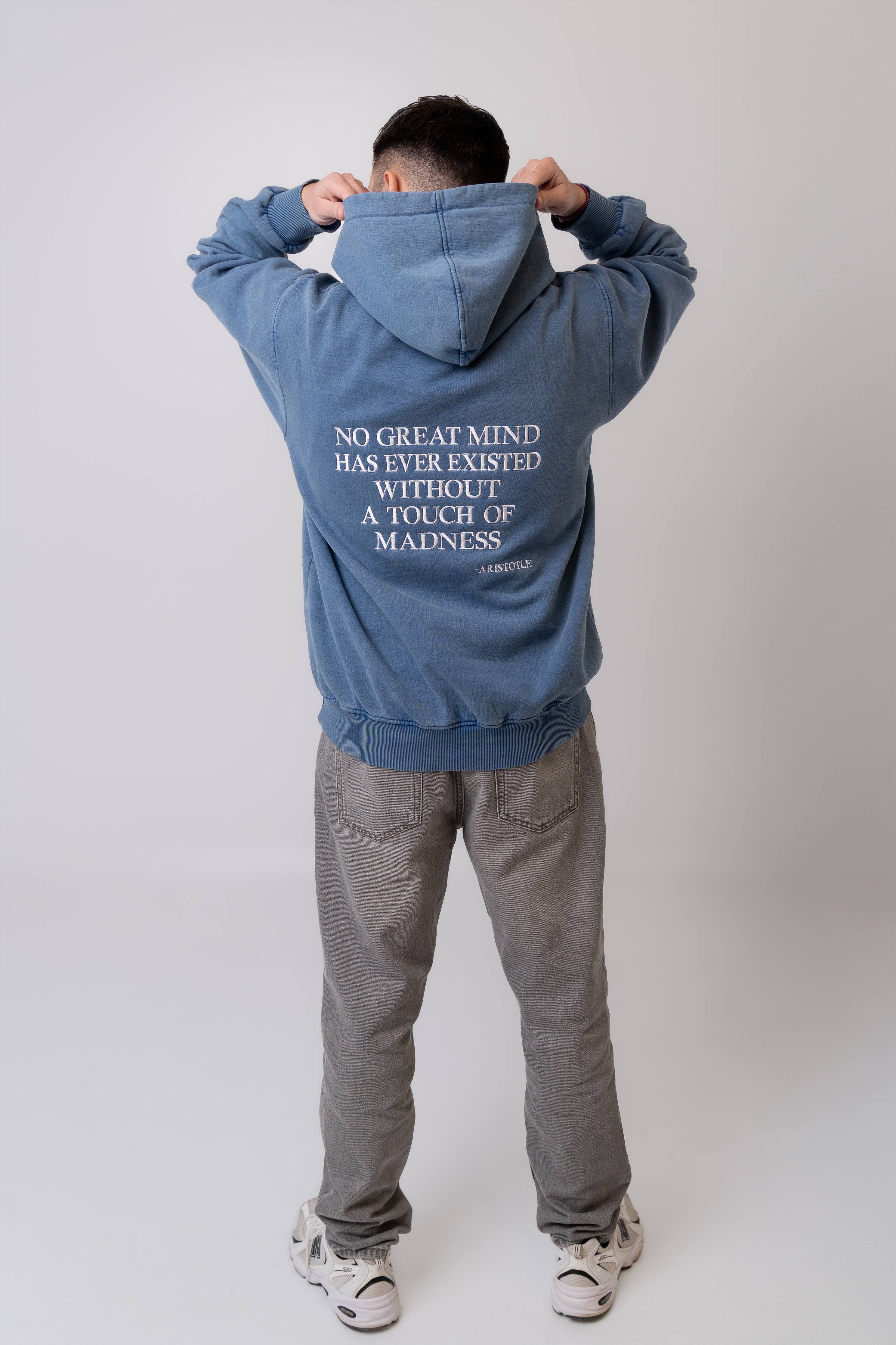 Denim Hoodie – Aristotle Quote